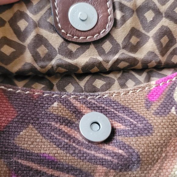 Fossil Handbag Mixed Media Boho Print Canvas Crossbody Bag Strap - Picture 7 of 15